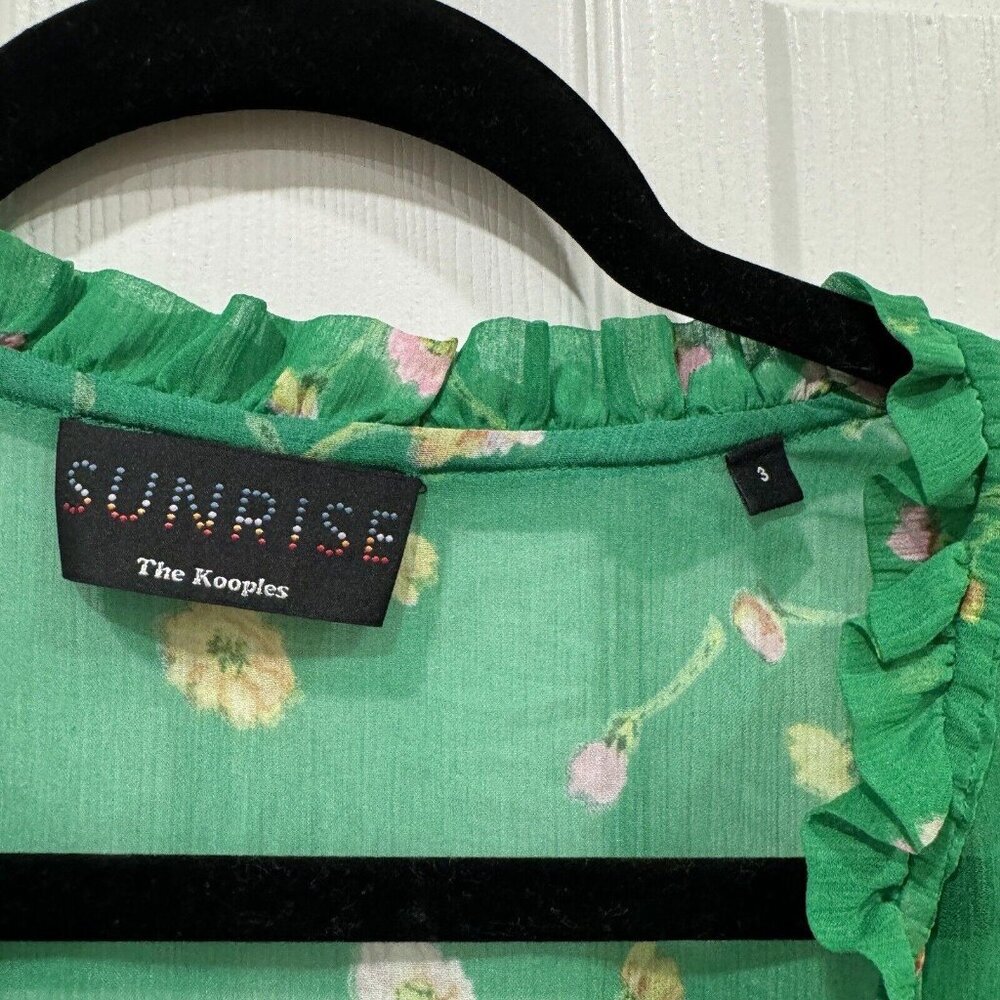 THE KOOPLES Silk Long Dress Green Floral (no Slip) Size Small S - Picture 5 of 8
